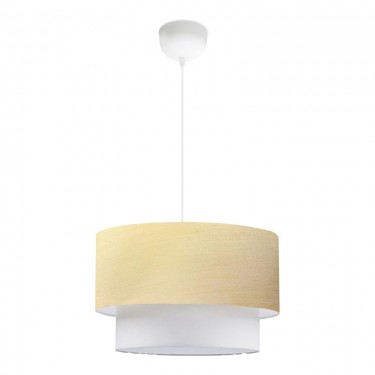 Φωτιστικό οροφής μονόφωτο PWL-1087 Ε27 μπεζ χρυσό-εκρού Φ30x20εκ Υλικό: METAL - FABRIC - PVC 202-000057