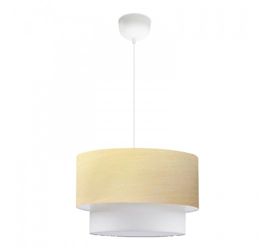 Φωτιστικό οροφής μονόφωτο PWL-1087 Ε27 μπεζ χρυσό-εκρού Φ30x20εκ Υλικό: METAL - FABRIC - PVC 202-000057