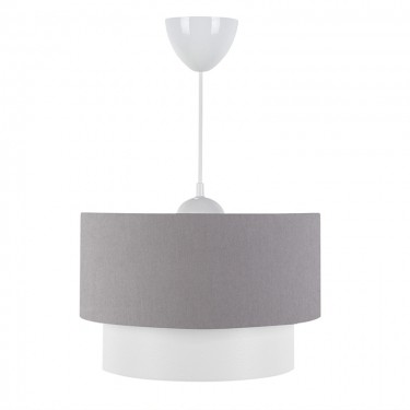 Φωτιστικό οροφής μονόφωτο PWL-1087 Ε27 λευκό-γκρι Φ30x20εκ Υλικό: METAL - FABRIC - PVC 202-000058