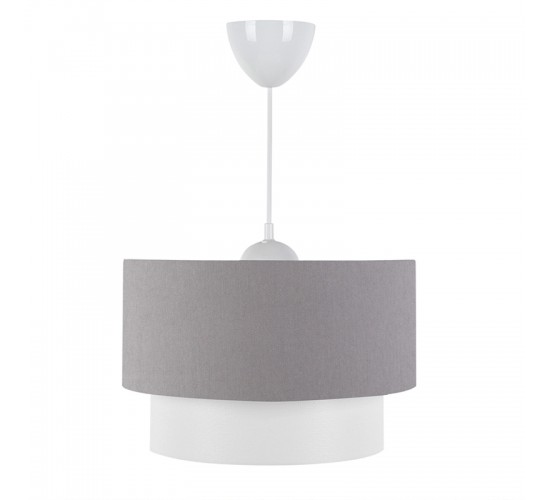 Φωτιστικό οροφής μονόφωτο PWL-1087 Ε27 λευκό-γκρι Φ30x20εκ Υλικό: METAL - FABRIC - PVC 202-000058