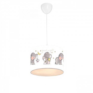 Παιδικό φωτιστικό οροφής μονόφωτο PWL-1094 Ε27 λευκό-γκρι Φ24x20εκ Υλικό: FABRIC 202-000075