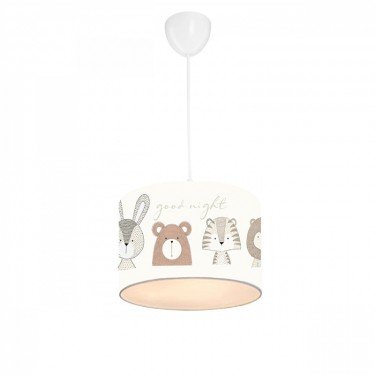 Παιδικό φωτιστικό οροφής μονόφωτο PWL-1095 Ε27 γκρι-λευκό Φ24x20εκ Υλικό: FABRIC 202-000076