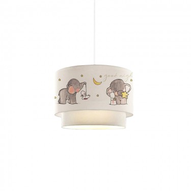 Παιδικό φωτιστικό οροφής μονόφωτο PWL-1096 Ε27 λευκό-γκρι Φ30x20εκ Υλικό: FABRIC 202-000077