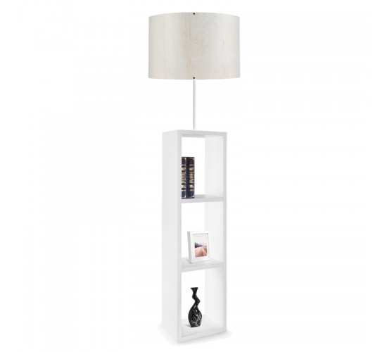 Φωτιστικό δαπέδου PWL-1100 Ε27 λευκό Φ38x150εκ Υλικό: METAL - FABRIC - MDF 202-000087