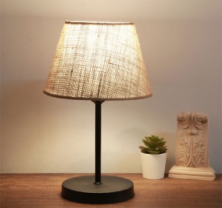 Επιτραπέζιο φωτιστικό PWL-1146 Ε27 μπεζ-μαύρο Φ22x37εκ Υλικό: FABRIC 202-000099