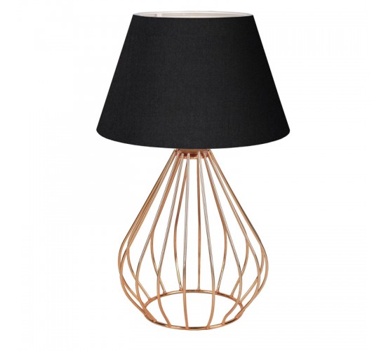 Επιτραπέζιο φωτιστικό PWL-1150 Ε27 μαύρο-χρυσό Φ22x37εκ Υλικό: FABRIC - METAL 202-000103