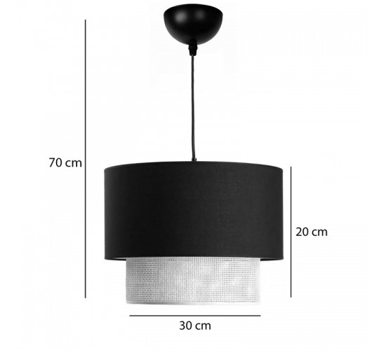 Φωτιστικό οροφής Fersa μαύρο-φυσικό Φ30x20εκ Υλικό: FABRIC - PP 202-000119