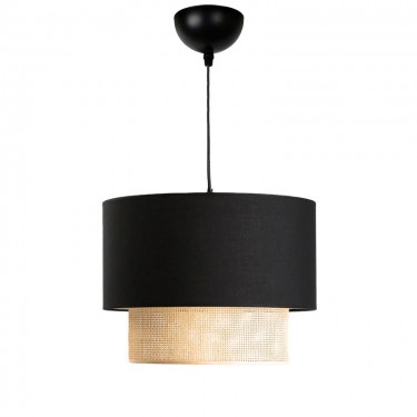 Φωτιστικό οροφής Fersa μαύρο-φυσικό Φ30x20εκ Υλικό: FABRIC - PP 202-000119