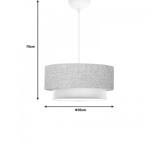 Φωτιστικό οροφής Sombre ύφασμα σε γκρι με κρεμ χρώμα Φ30x15εκ Υλικό: FABRIC - PP 202-000132