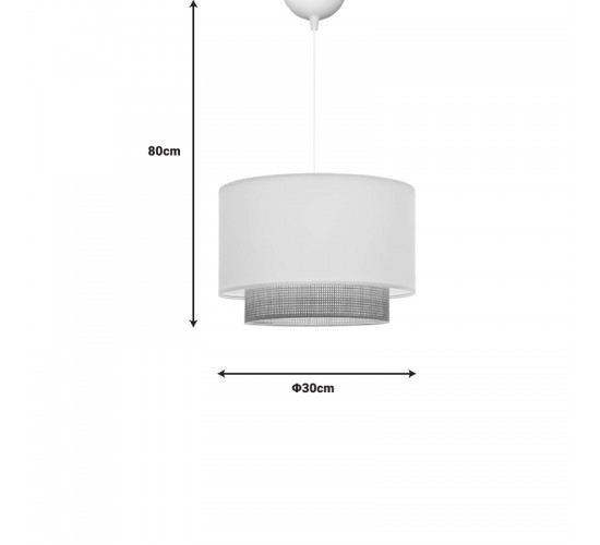 Φωτιστικό οροφής Newbay ύφασμα και ψάθα σε λευκό-φυσικό χρώμα Φ30x20εκ Υλικό: FABRIC - PP -STRAW 202-000134