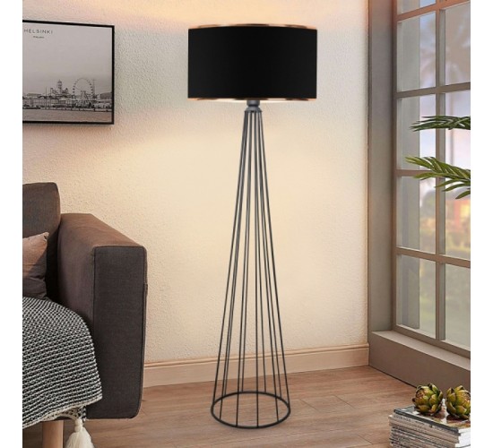 Φωτιστικό δαπέδου Firdo I Ε27 ύφασμα-μέταλλο μαύρο Φ38x121εκ Υλικό: FABRIC - METAL 202-000142