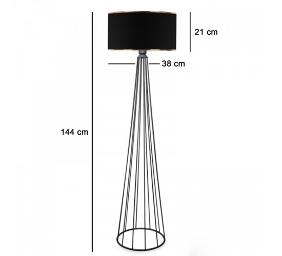 Φωτιστικό δαπέδου Firdo I Ε27 ύφασμα-μέταλλο μαύρο Φ38x121εκ Υλικό: FABRIC - METAL 202-000142