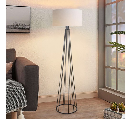 Φωτιστικό δαπέδου Firdo I Ε27 ύφασμα κρέμα-μέταλλο μαύρο Φ38x121εκ Υλικό: FABRIC - METAL 202-000143