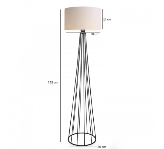 Φωτιστικό δαπέδου Firdo I Ε27 ύφασμα κρέμα-μέταλλο μαύρο Φ38x121εκ Υλικό: FABRIC - METAL 202-000143