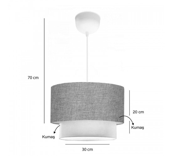 Φωτιστικό οροφής Fersa γκρι-λευκό Φ30x20εκ Υλικό: FABRIC - PVC 202-000146