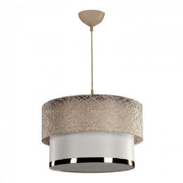Φωτιστικό οροφής PWL-1090 Ε27 σε λευκή-χρυσή απόχρωση Φ30x20εκ Υλικό: METAL - FABRIC - PVC 202-000157