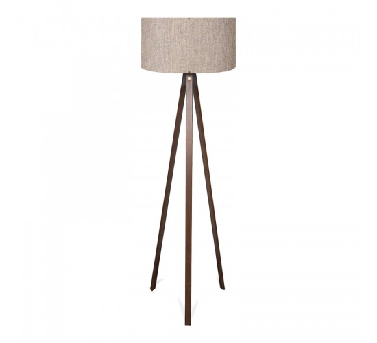 Φωτιστικό δαπέδου PWL-1059 Ε27 σε άμμου/μπεζ-καρυδί απόχρωση Φ38x140εκ Υλικό: MDF - FABRIC - PVC 202-000171