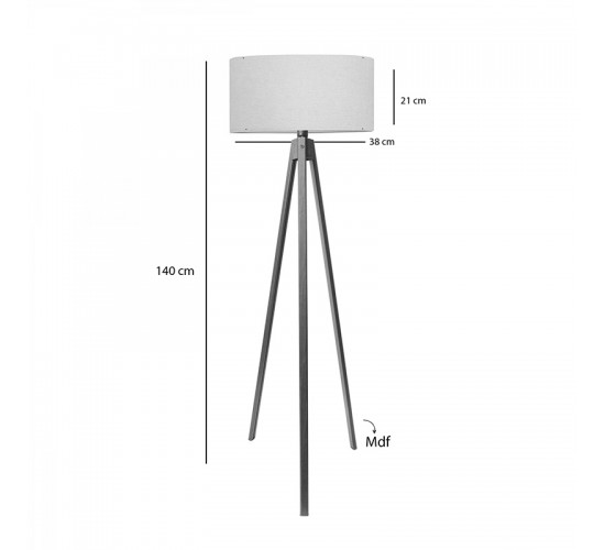 Φωτιστικό δαπέδου PWL-1059 Ε27 σε κρέμα-καρυδί απόχρωση Φ38x140εκ Υλικό: MDF - FABRIC - PVC 202-000172