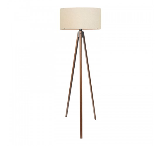 Φωτιστικό δαπέδου PWL-1059 Ε27 σε κρέμα-καρυδί απόχρωση Φ38x140εκ Υλικό: MDF - FABRIC - PVC 202-000172