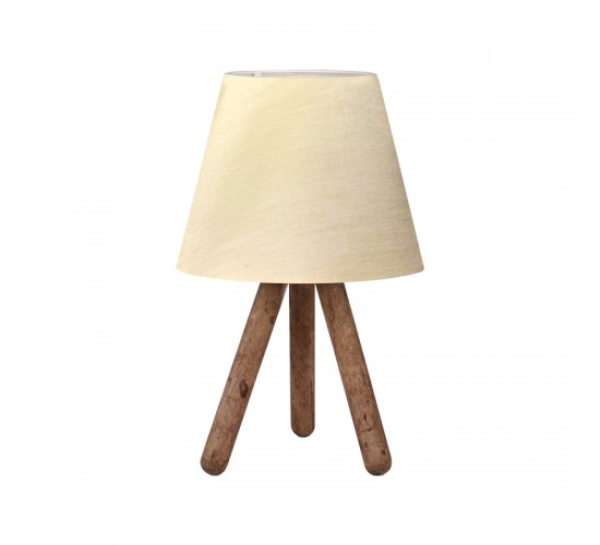 Επιτραπέζιο φωτιστικό PWL-1071 Ε27 μπεζ -καρυδί Φ22x32εκ Υλικό: MDF - PVC - FABRIC 202-000181