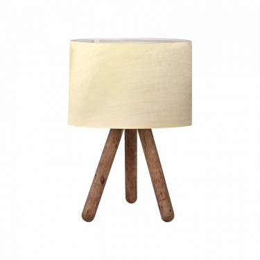 Επιτραπέζιο φωτιστικό PWL-1071 Ι Ε27 μπεζ -καρυδί Φ19x32εκ Υλικό: MDF - PVC - FABRIC 202-000182