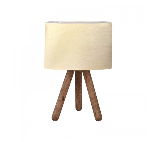 Επιτραπέζιο φωτιστικό PWL-1071 Ι Ε27 μπεζ -καρυδί Φ19x32εκ Υλικό: MDF - PVC - FABRIC 202-000182