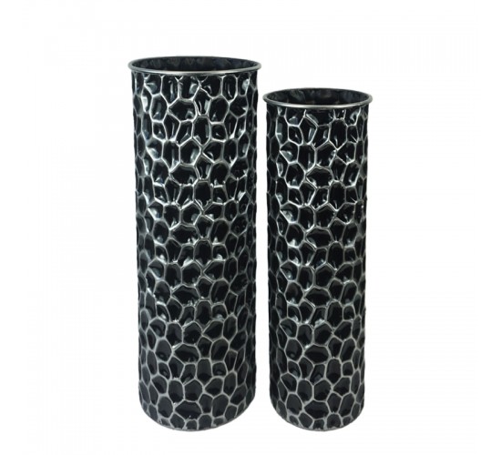 Διακοσμητικό βάζο Phob Inart σετ 2 τεμ μέταλλο σε μαύρη απόχρωση Υλικό: IRON 209-000026