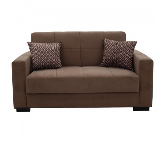 Kαναπές κρεβάτι Vox 2θέσιος ύφασμα βελουτέ μπεζ-μόκα 148x77x80εκ Υλικό: FABRIC - SPRING - POPLAR WOOD 213-000004