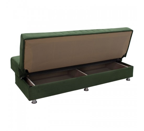 Kαναπές κρεβάτι Romina 3θέσιος ύφασμα βελουτέ πράσινο 180x75x80εκ Υλικό: FABRIC - SPRING - POPLAR WOOD 213-000015