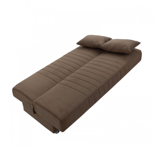 Kαναπές κρεβάτι Romina 3θέσιος ύφασμα βελουτέ μπεζ-μόκα 180x75x80εκ Υλικό: FABRIC - SPRING - POPLAR WOOD 213-000016