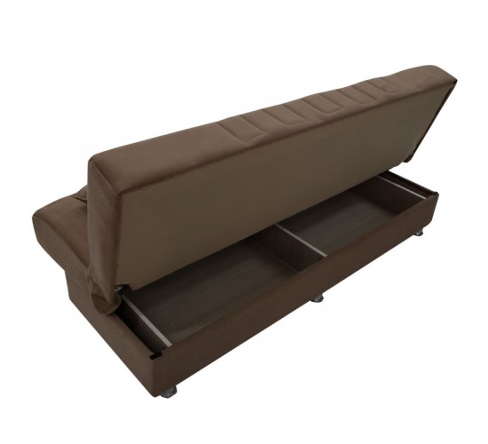 Kαναπές κρεβάτι Romina 3θέσιος ύφασμα βελουτέ μπεζ-μόκα 180x75x80εκ Υλικό: FABRIC - SPRING - POPLAR WOOD 213-000016
