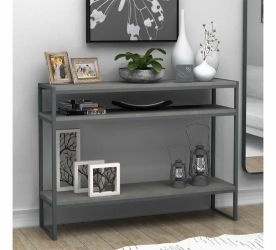 Κονσόλα Malloy ανθρακί antique 120x33x90εκ Υλικό: METAL - CHIPBOARD 18MM - 20x20mm METAL 214-000001 Κονσόλα Malloy ανθρακί antique 120x33x90εκ Υλικό: METAL - CHIPBOARD 18MM - 20x20mm METAL 214-000001