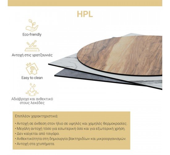 Επιφάνεια τραπεζιού PWH-0003 HPL γκρι cement Φ60εκ Υλικό: HPL 215-000007