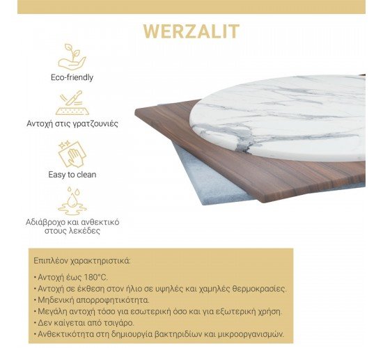 Επιφάνεια τραπεζιού PWH-0006 Werzalit ivory Φ60εκ Υλικό: WERZALIT 215-000015