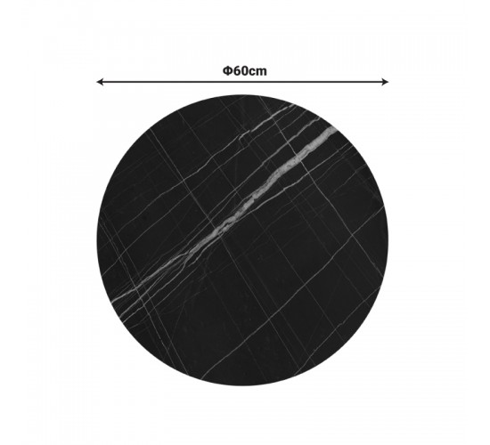 Επιφάνεια τραπεζιού Relian HPL μαύρο όψη μαρμάρου Φ60εκ πάχους 12mm Υλικό: HPL 215-000054