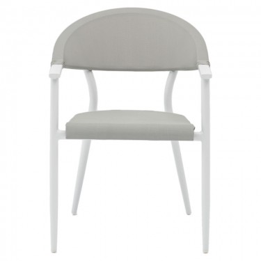 Πολυθρόνα Pino αλουμίνιο λευκό-textilene γκρι Υλικό: TEXTILE 2x1 - ALUMINUM Dia.28xT1.5mm. 216-000002