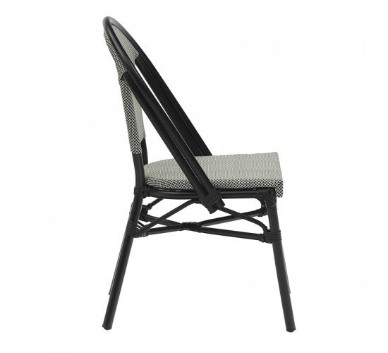 Καρέκλα κήπου Paris αλουμίνιο μαύρο-textilene ασπρόμαυρο Υλικό: Aluminium tube. Dia.28xT1.5mm. Seat/Back: Textilene 4x4 216-000015