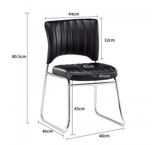 Καρέκλα επισκέπτη Amelia PU μαύρο-πόδι χρωμίου Υλικό: METAL - PVC - TUBE D19x0.8MM 217-000030
