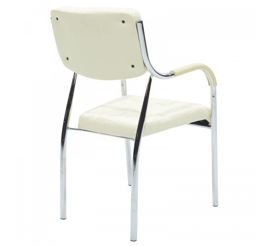 Καρέκλα επισκέπτη Florida PU λευκό πόδι χρωμίου Υλικό: METAL - PVC - TUBE D25x0.8MM 217-000033