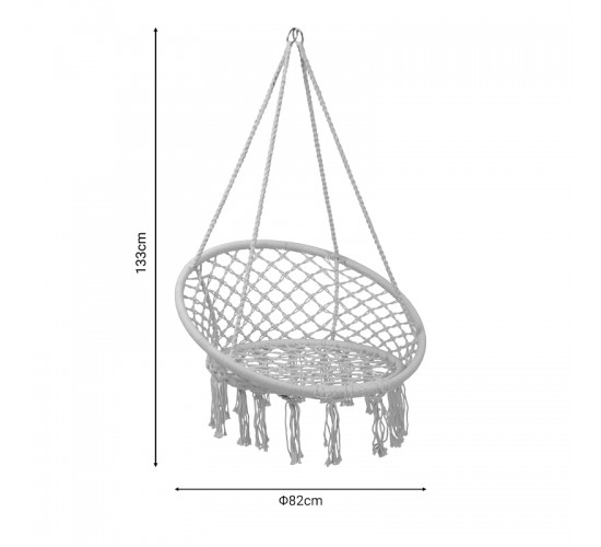Αιώρα-κούνια κάθισμα Eventful σχοινί μπεζ 82x82x133εκ Υλικό: 70%  steel 30%  polyester 218-000011