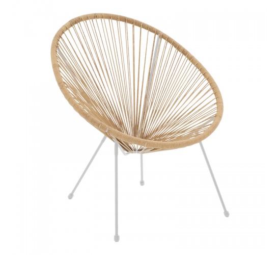 Πολυθρόνα Acapulco μεταλλο σε λευκή-pe rattan σε φυσική απόχρωση 68.5x74.5x84εκ Υλικό: 80%  Steel 20%  Polyester 218-000029