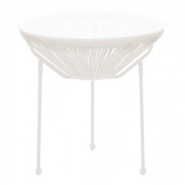 Τραπέζι Acapulco μεταλλο-pe rattan σε λευκή απόχρωση Φ50x52εκ Υλικό: 40%  Steel 40%  Glass 20%  Polyester 218-000031