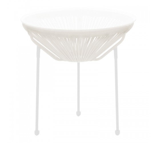 Τραπέζι Acapulco μεταλλο-pe rattan σε λευκή απόχρωση Φ50x52εκ Υλικό: 40%  Steel 40%  Glass 20%  Polyester 218-000031