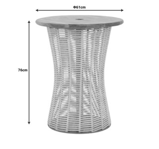 Τραπέζι Lemelo μέταλλο-sal wood-γιούτα σε εκρού απόχρωση Φ61x76εκ Υλικό: JUTE - IRON - SAL WOOD 220-000017