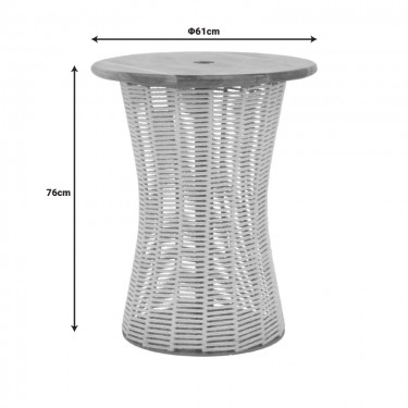 Τραπέζι Lemelo μέταλλο-sal wood-γιούτα σε εκρού απόχρωση Φ61x76εκ Υλικό: JUTE - IRON - SAL WOOD 220-000017