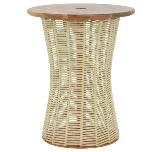 Τραπέζι Lemelo μέταλλο-sal wood-γιούτα σε εκρού απόχρωση Φ61x76εκ Υλικό: JUTE - IRON - SAL WOOD 220-000017