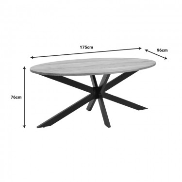 Τραπέζι Bonre φυσικό μασίφ ξύλο ακακίας-πόδι μαύρο μέταλλο 175x96x76εκ. Υλικό: ACACIA WOOD 223-000029