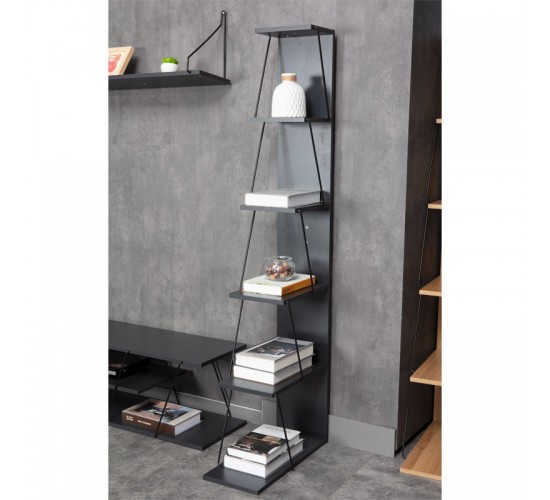 Βιβλιοθήκη mini Tars ανθρακί-μαύρο 50x22x150εκ Υλικό: E1 MELAMINE PB BOARD M16. METAL 225-000027 Βιβλιοθήκη mini Tars ανθρακί-μαύρο 50x22x150εκ Υλικό: E1 MELAMINE PB BOARD M16. METAL 225-000027