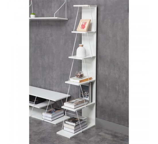 Βιβλιοθήκη mini Tars λευκό 50x22x150εκ Υλικό: E1 MELAMINE PB BOARD M16. METAL 225-000028 Βιβλιοθήκη mini Tars λευκό 50x22x150εκ Υλικό: E1 MELAMINE PB BOARD M16. METAL 225-000028