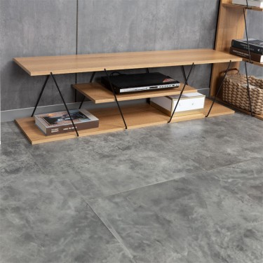 Έπιπλο τηλεόρασης Tars sonoma-μαύρο 120x30x33εκ Υλικό: E1 MELAMINE PB BOARD M16. METAL 225-000029